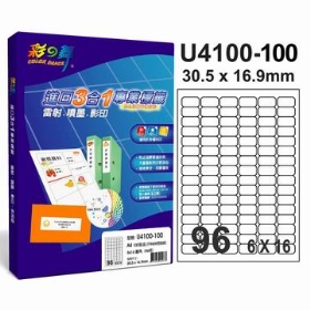 彩之舞進口3合1專業標籤 6x16圓角 96格留邊